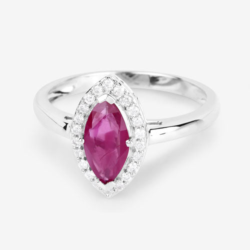 1.57 Carat Genuine Ruby and White Diamond 14K White Gold Ring on sale at MyriadMart