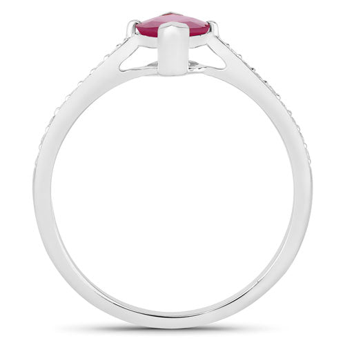 1.51 Carat Genuine Ruby and White Diamond 14K White Gold Ring on sale at MyriadMart