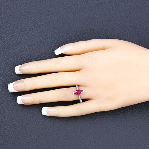 1.51 Carat Genuine Ruby and White Diamond 14K White Gold Ring on sale at MyriadMart