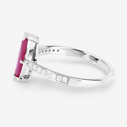1.51 Carat Genuine Ruby and White Diamond 14K White Gold Ring on sale at MyriadMart