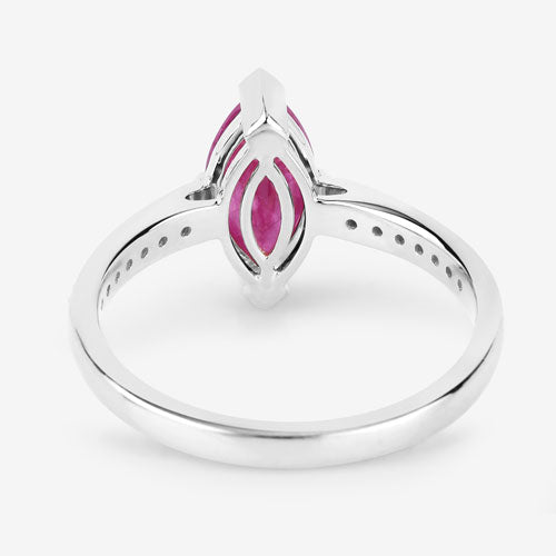 1.51 Carat Genuine Ruby and White Diamond 14K White Gold Ring on sale at MyriadMart