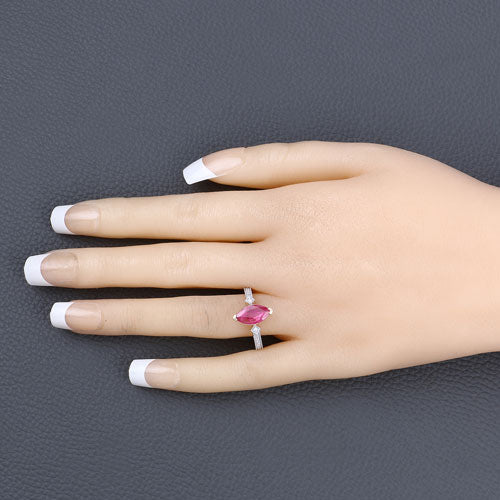 1.01 Carat Genuine Ruby and White Diamond 14K Yellow Gold Ring on sale at MyriadMart