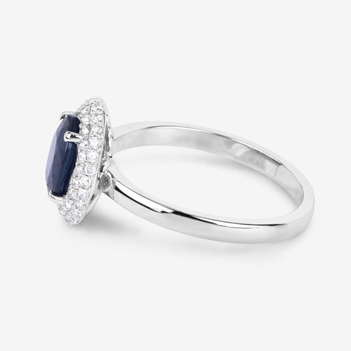 1.84 Carat Genuine Blue Sapphire and White Diamond 14K White Gold Ring on sale at MyriadMart