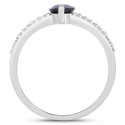 1.49 Carat Genuine Blue Sapphire and White Diamond 14K White Gold Ring on sale at MyriadMart
