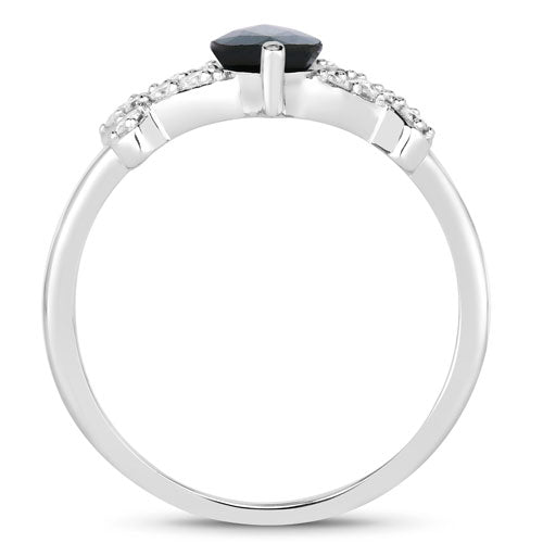 1.50 Carat Genuine Blue Sapphire and White Diamond 14K White Gold Ring on sale at MyriadMart