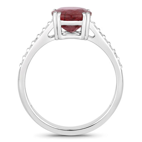 2.20 Carat Genuine Ruby and White Diamond 14K White Gold Ring on sale at MyriadMart