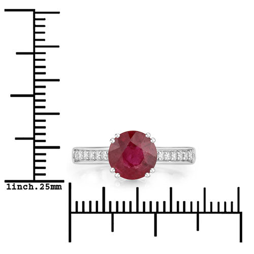 2.20 Carat Genuine Ruby and White Diamond 14K White Gold Ring on sale at MyriadMart