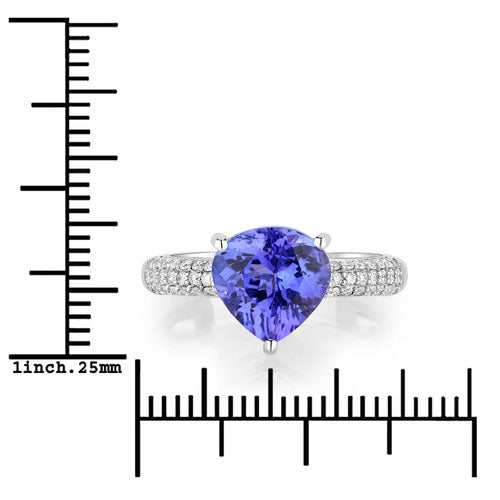 3.18 Carat Genuine Tanzanite and White Diamond 14K White Gold Ring on sale at MyriadMart