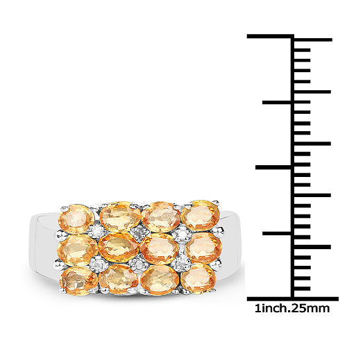 2.67 Carat Genuine Yellow Sapphire and White Diamond .925 Sterling Silver Ring on sale at MyriadMart