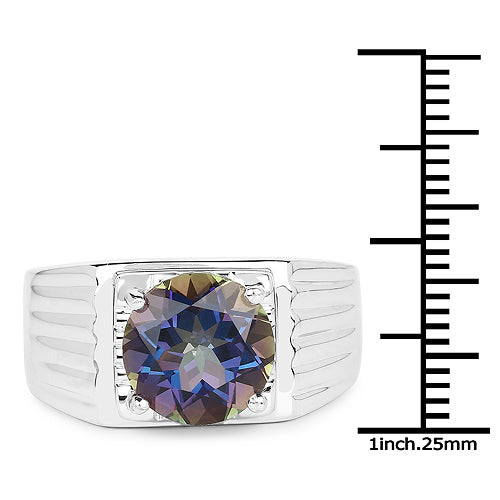 4.75 Carat Genuine Mystic Topaz .925 Sterling Silver Ring on sale at MyriadMart