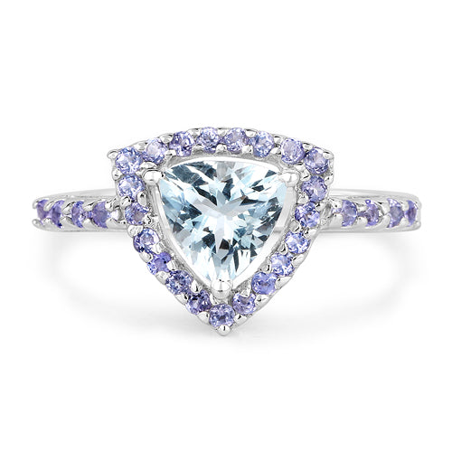 1.41 Carat Genuine Aquamarine & Tanzanite .925 Sterling Silver Ring on sale at MyriadMart