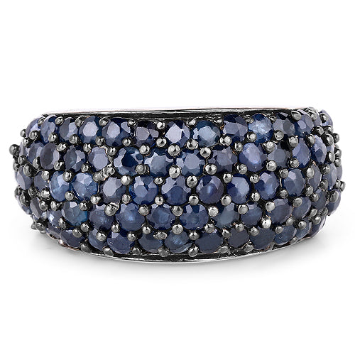 3.28 Carat Genuine Blue Sapphire and White Topaz .925 Sterling Silver Ring on sale at MyriadMart