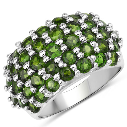 5.04 Carat Genuine Chrome Diopside .925 Sterling Silver Ring on sale at MyriadMart