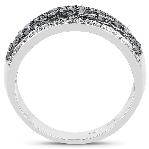 0.80 Carat Genuine Blue Diamond and White Diamond .925 Sterling Silver Ring on sale at MyriadMart