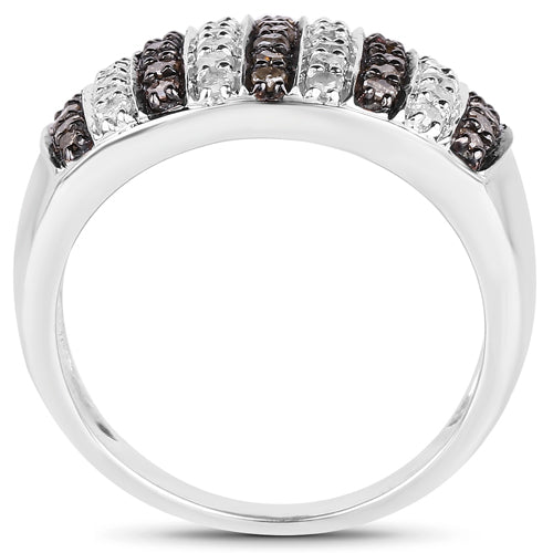 0.83 Carat Genuine Champagne Diamond and White Diamond .925 Sterling Silver Ring on sale at MyriadMart
