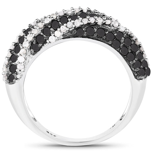 1.25 Carat Genuine Black Diamond & White Diamond .925 Sterling Silver Ring on sale at MyriadMart