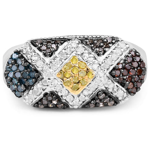 0.61 Carat Genuine Multi Diamond .925 Sterling Silver Ring on sale at MyriadMart