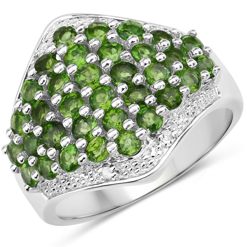 2.41 Carat Genuine Chrome Diopside and White Topaz .925 Sterling Silver Ring on sale at MyriadMart