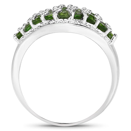 2.41 Carat Genuine Chrome Diopside and White Topaz .925 Sterling Silver Ring on sale at MyriadMart
