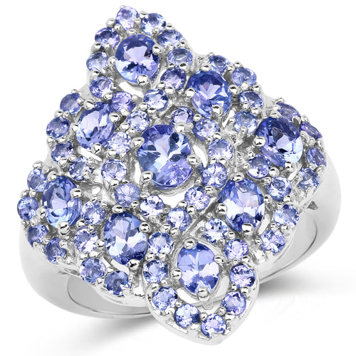 3.31 Carat Genuine Tanzanite .925 Sterling Silver Ring on sale at MyriadMart