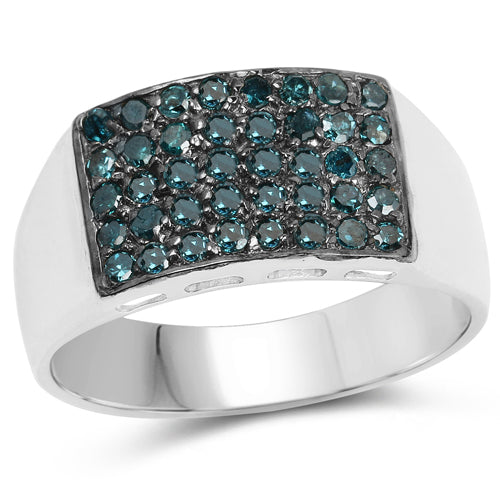 0.48 Carat Genuine Blue Diamond .925 Sterling Silver Ring on sale at MyriadMart