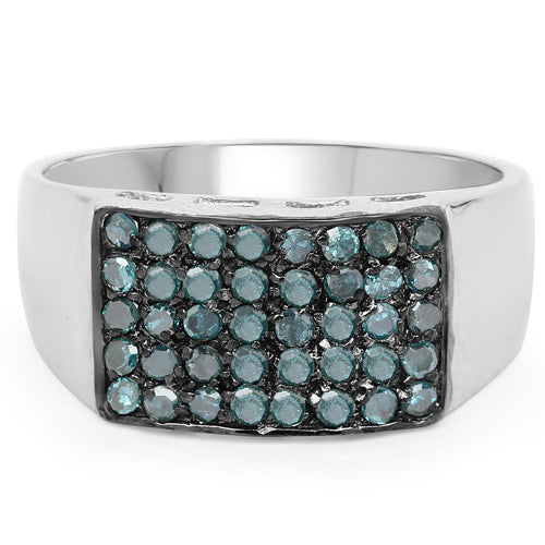 0.48 Carat Genuine Blue Diamond .925 Sterling Silver Ring on sale at MyriadMart