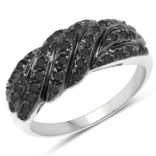 0.35 Carat Genuine Black Diamond .925 Sterling Silver Ring