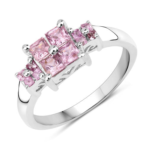 0.96 Carat Genuine Pink Sapphire .925 Sterling Silver Ring on sale at MyriadMart