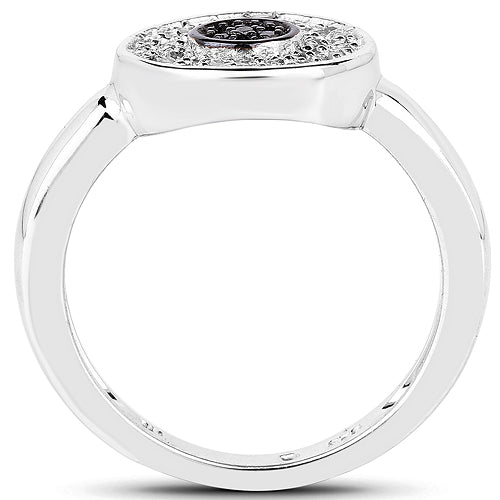 0.20 Carat Genuine Black Diamond and White Diamond .925 Sterling Silver Ring on sale at MyriadMart