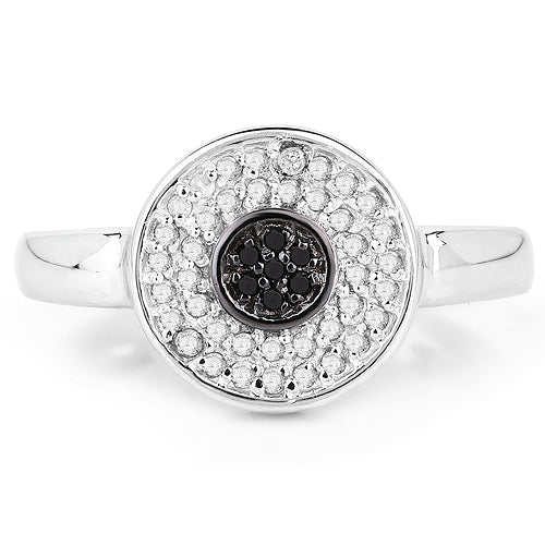0.20 Carat Genuine Black Diamond and White Diamond .925 Sterling Silver Ring on sale at MyriadMart