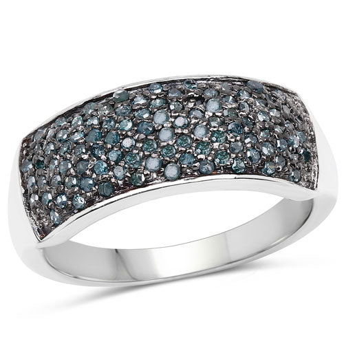 0.42 Carat Genuine Blue Diamond .925 Sterling Silver Ring on sale at MyriadMart