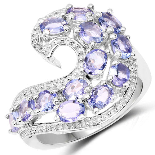 2.21 Carat Genuine Tanzanite .925 Sterling Silver Ring on sale at MyriadMart