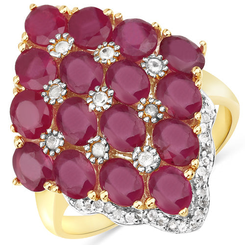 6.49 Carat Glass Filled Ruby and White Topaz .925 Sterling Silver Ring on sale at MyriadMart