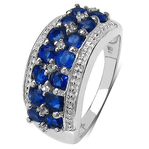 2.00 Carat Genuine Kyanite & White Topaz .925 Sterling Silver Ring on sale at MyriadMart