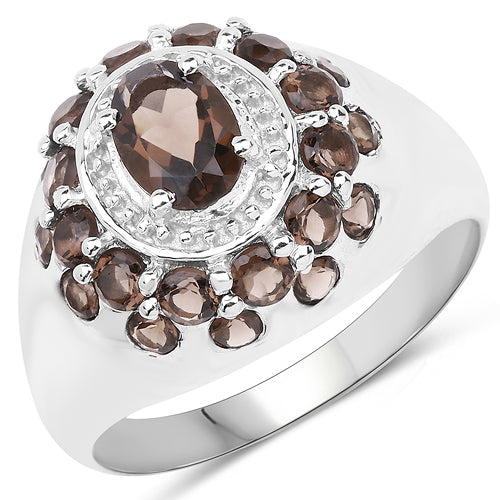 1.90 Carat Genuine Smoky Quartz .925 Sterling Silver Ring on sale at MyriadMart