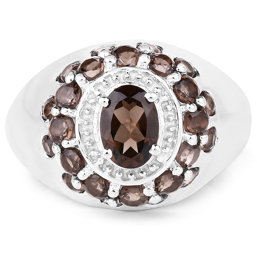 1.90 Carat Genuine Smoky Quartz .925 Sterling Silver Ring on sale at MyriadMart