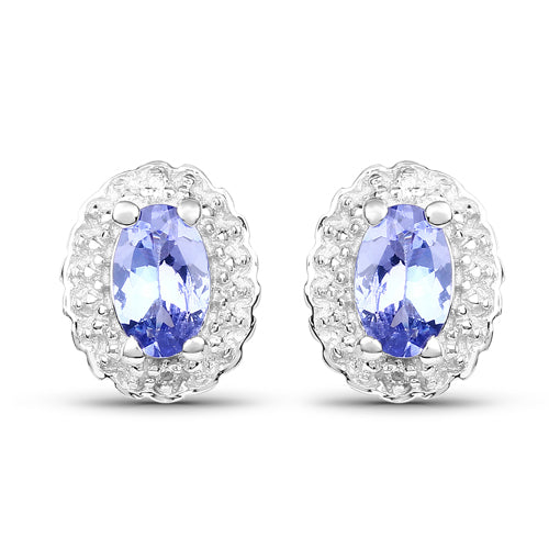 2.46 Carat Genuine Tanzanite and White Topaz .925 Sterling Silver 3 Piece Jewelry Set Ring, Earrings, and Pendant w/ Chain on sale at MyriadMart