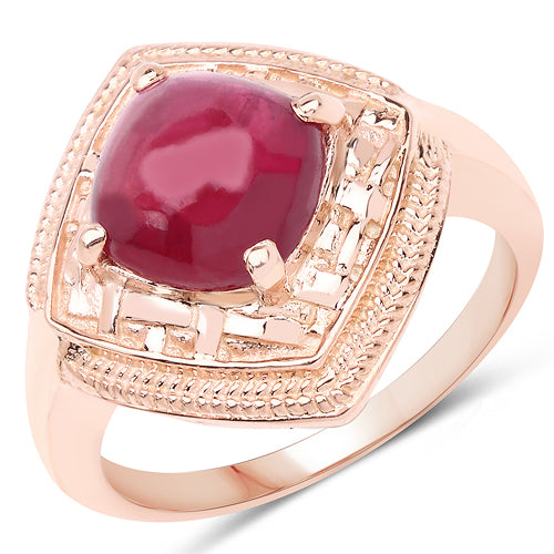 14K Rose Gold Plated 3.15 Carat Genuine Glass Filled Ruby .925 Sterling Silver Ring on sale at MyriadMart