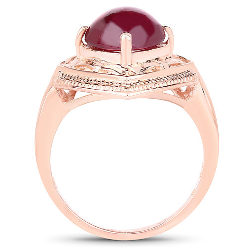 14K Rose Gold Plated 3.15 Carat Genuine Glass Filled Ruby .925 Sterling Silver Ring on sale at MyriadMart