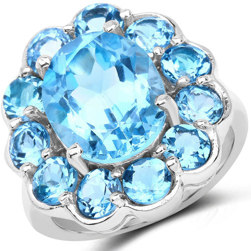 8.77 Carat Genuine Swiss Blue Topaz .925 Sterling Silver Ring on sale at MyriadMart