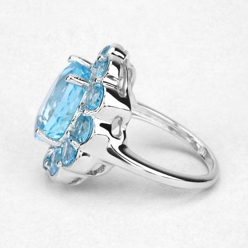8.77 Carat Genuine Swiss Blue Topaz .925 Sterling Silver Ring on sale at MyriadMart