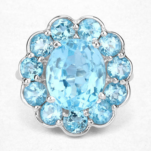 8.77 Carat Genuine Swiss Blue Topaz .925 Sterling Silver Ring on sale at MyriadMart