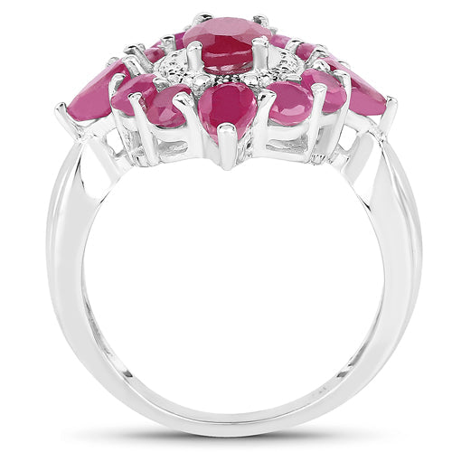 3.04 Carat Glass Filled Ruby .925 Sterling Silver Ring on sale at MyriadMart