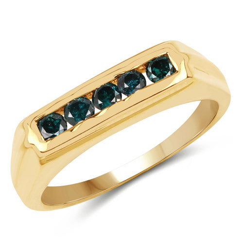 14K Yellow Gold Plated 0.50 Carat Genuine Blue Diamond .925 Sterling Silver Ring on sale at MyriadMart