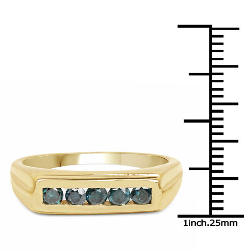 14K Yellow Gold Plated 0.50 Carat Genuine Blue Diamond .925 Sterling Silver Ring on sale at MyriadMart