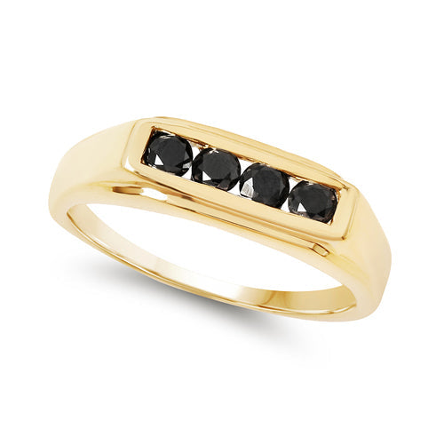 14K Yellow Gold Plated 0.48 Carat Genuine Black Diamond .925 Sterling Silver Ring on sale at MyriadMart