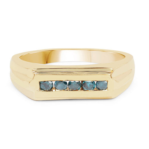 14K Yellow Gold Plated 0.25 Carat Genuine Blue Diamond .925 Sterling Silver Ring on sale at MyriadMart