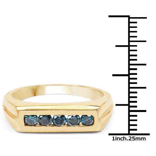 14K Yellow Gold Plated 0.40 Carat Genuine Blue Diamond .925 Sterling Silver Ring on sale at MyriadMart