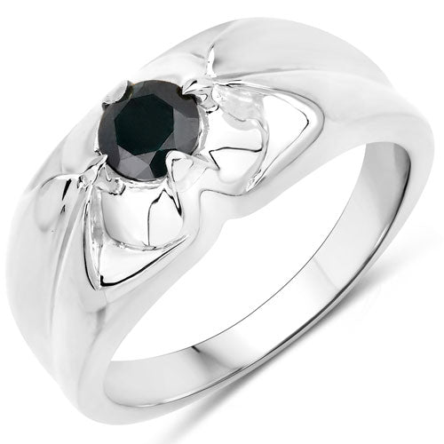 0.50 Carat Genuine Black Diamond .925 Sterling Silver Ring on sale at MyriadMart