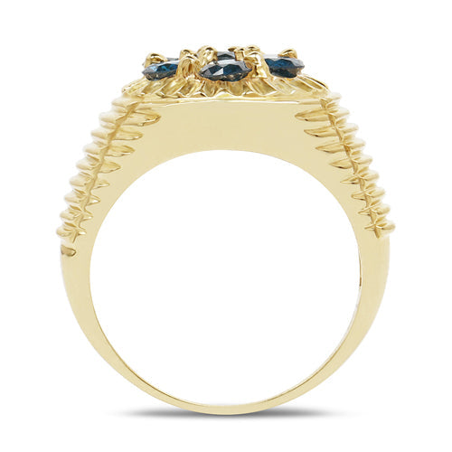 14K Yellow Gold Plated 1.40 Carat Genuine Blue Diamond .925 Sterling Silver Ring on sale at MyriadMart